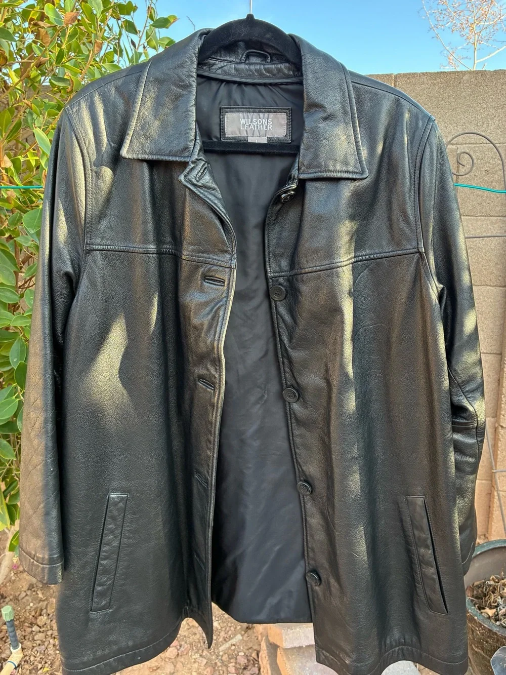 Wilsons Leather Black Men's Leather Car Coat